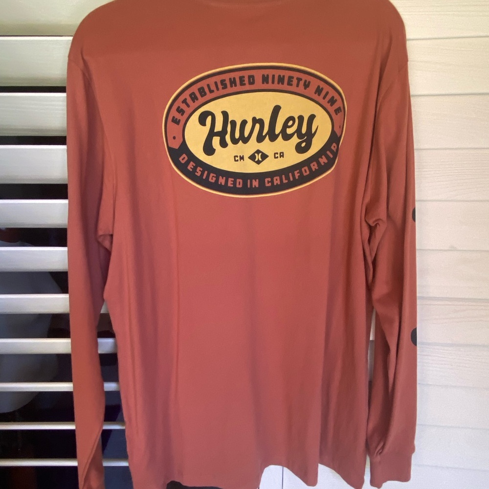 Hurley Men's Rust Long Sleeve Tee with Logo